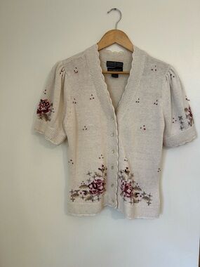 Herman Geist Hand-Embroidered Knit Top - Cream